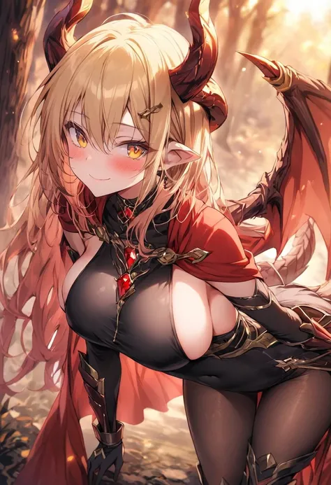 score_9, score_8_up, score_7_up, score_6_up, masterpiece, 1girl, ((copper-tail)), breasts, solo, long-horns, dragon-tail, large-breasts, long-hair, dragon-horns, yellow-eyes, standing, hair-between-eyes, dragon-girl, sideboob, crystal, looking-at-viewer, a...