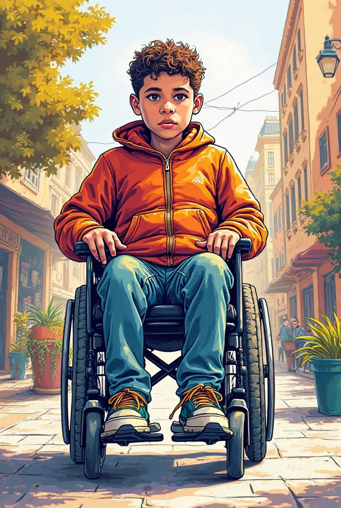 Line art  showing a cerebral palsy  struggling can be on wheel chair but the pic shoud be hd and colourfull
