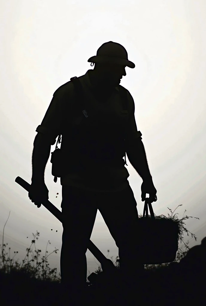 Silhouette of a working man 