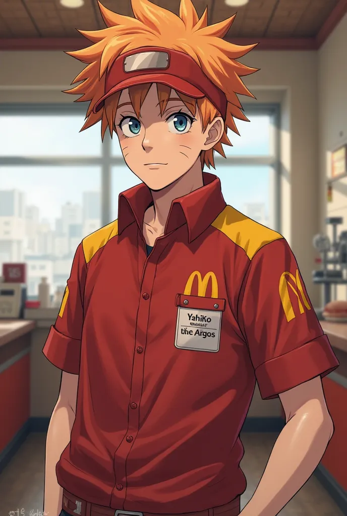 I want you to make an image of the character “Yahiko” from Naruto, Wearing a McDonald's outfit