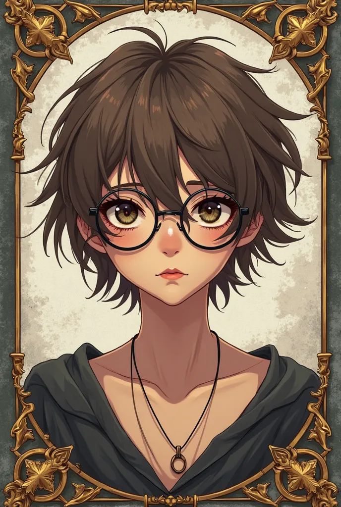 Trading card game frame template
Empty in middle
Mythological design
Front and back
Simple design, in center portrait of the cute tomboy girl Nika whose age is older than the universe itself with nice natural chestnut has short boyish short messy very shag...