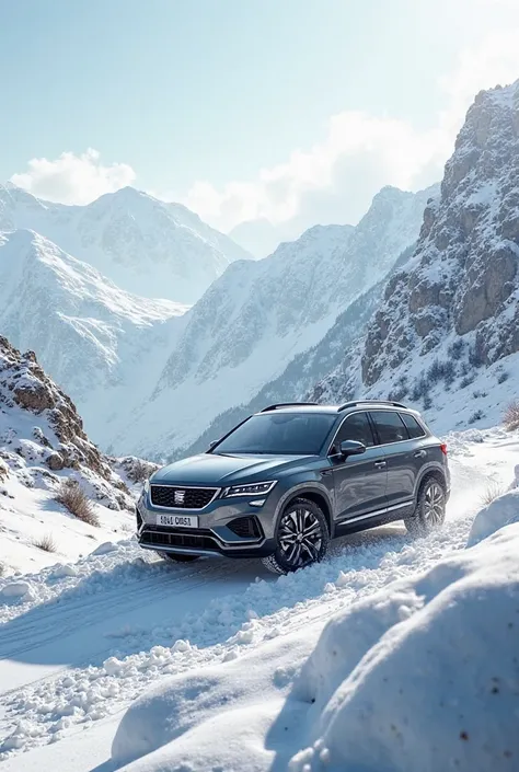 Seat Tarraco in the snow mountains Basque Country