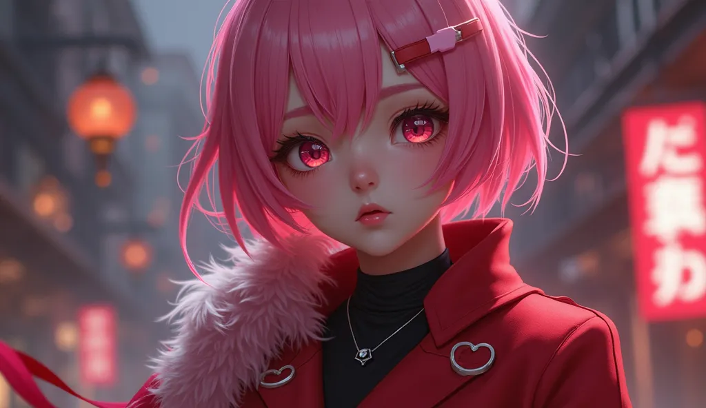 Sakura haruno, seductive, ((forehead to show)), attractive, sexy eyes, red coat, pink hair, delicate, young, short hair, detailed face, high definition, full body, from League of Legends, trend in artstation, by rhads, andreas rocha, rossdraws, makoto shin...