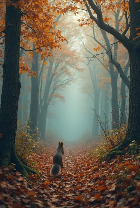 Autumn Uncertainty"

Depicts the forest in a state of transition, with leaves changing colors and the squirrel scrambling to store away food for winter.

Atmosphere: Cool, misty, and uncertain.

Message: Highlights the challenges of preparing for the unkno...