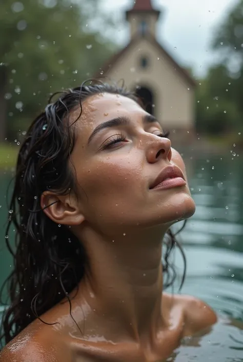 Wet face after water baptism