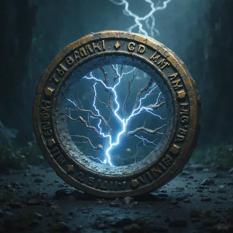 ChronoBit generate me good coin picture with dark background and in coin are lightnings