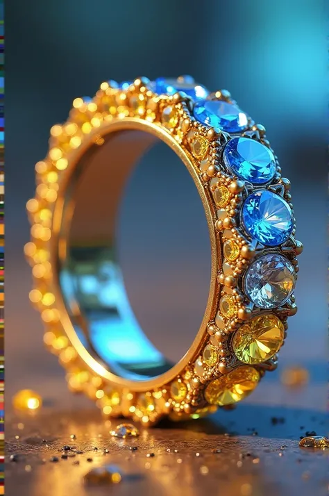 birthday Create a circular wedding ring, baseado no game weplay, weplay, with bright blue and yellow stones.