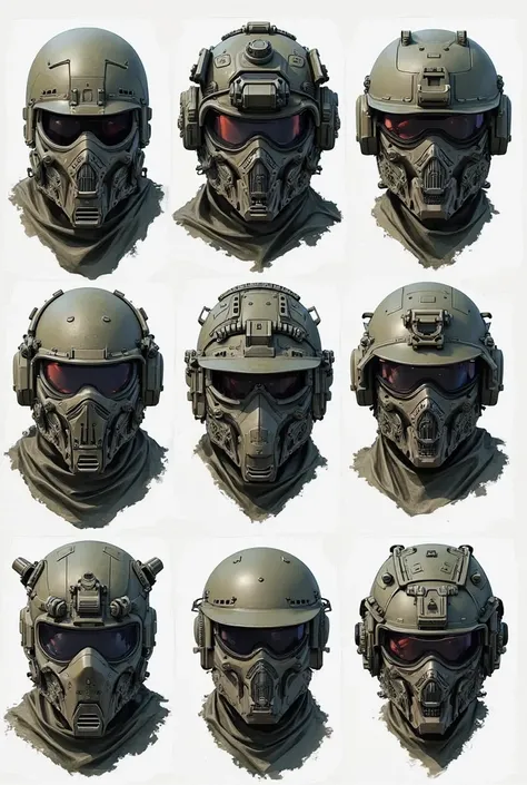 Can you offer me 10 different mask designs, These masks will be used for military purposes,will also be used for motorcycle helmet.