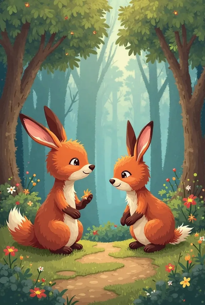 The story of the smart rabbit and the cunning fox

In a distant forest full of tall trees and colorful flowers, there used to live a little rabbit called "Ronnie ". كان Ronnie  أرنبًا ذكيًا وسريع البديهة، لكنه كان دائمًا حذرًا من الثعلب الماكر "Karkur", wh...