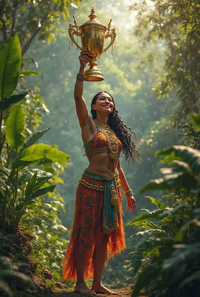 trophy,  Woman, flora, Tupiniquin 