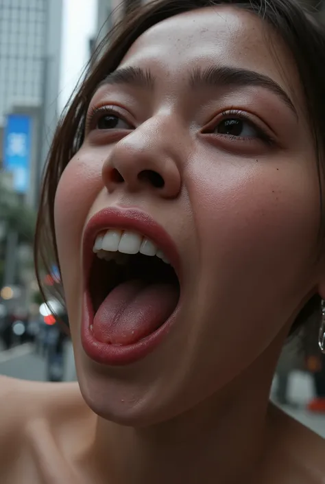 ((Ultra High Definition, retina, Anatomically Accurate, textured skin, Super Detail, high details, 8k)) close-up ,Around town,Shibuya's Around Town clearly focuses on the nose    、((   Nasal hair growing in the nasal cavity       ,     show your nostrils f...