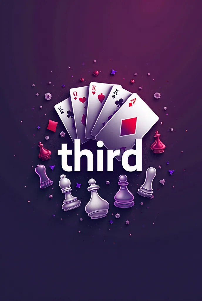 Hey for the third year of high school, Create a logo with the main color purple, That contains cards, Pawns, Written third .