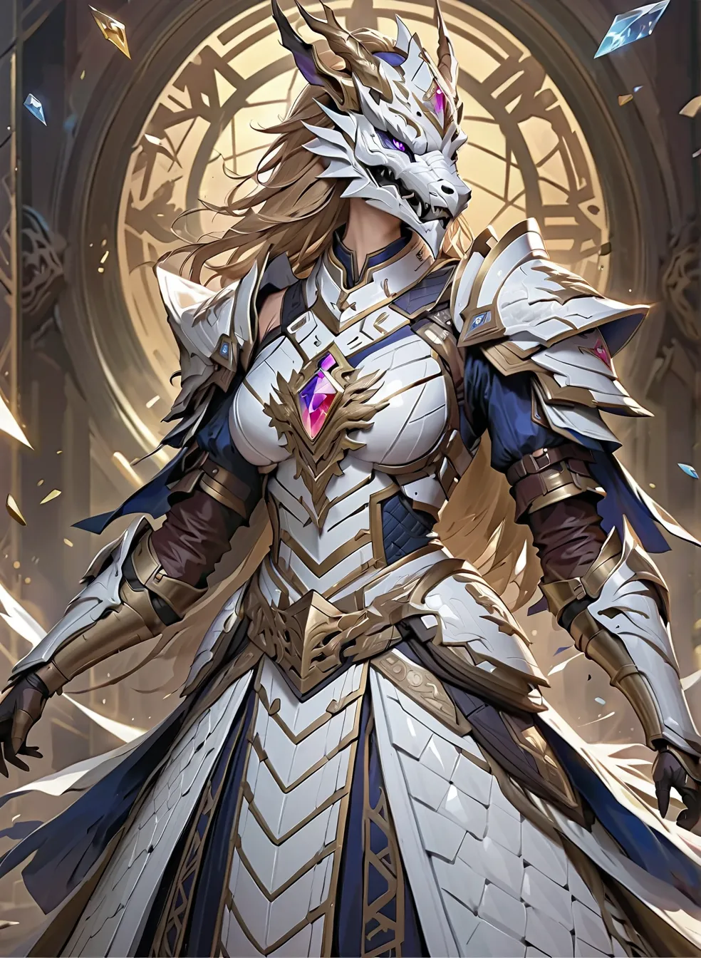 score_9, score_8_up, score_7_up, beautiful, intricate details, detailed background, ((highly detailed female anthro dragon wearing a fancy armored dress made of crystalized geometric gem shards)), rp_slgd, starry_morph
