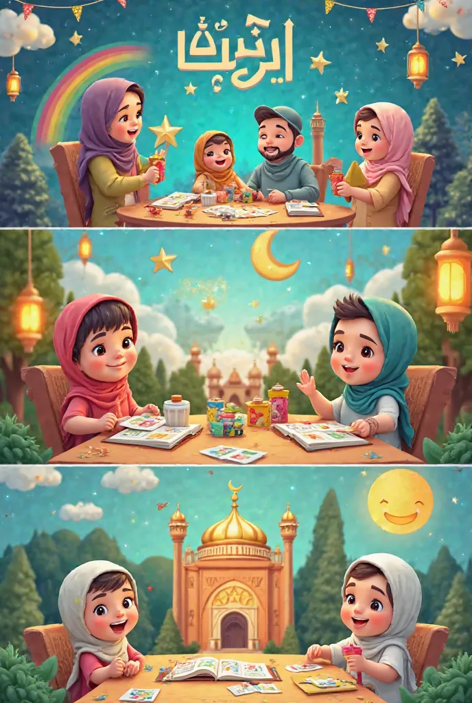 ### **1. चैनल बैनर इमेज प्रॉम्प्ट:**  
"**Islamic s-friendly YouTube banner**: A colorful background with Arabic calligraphy 'Assalamualaikum' in a playful font, cartoon ren (boys and girls in hijabs and kufis) holding books and toys, rainbow, smiling sun,...