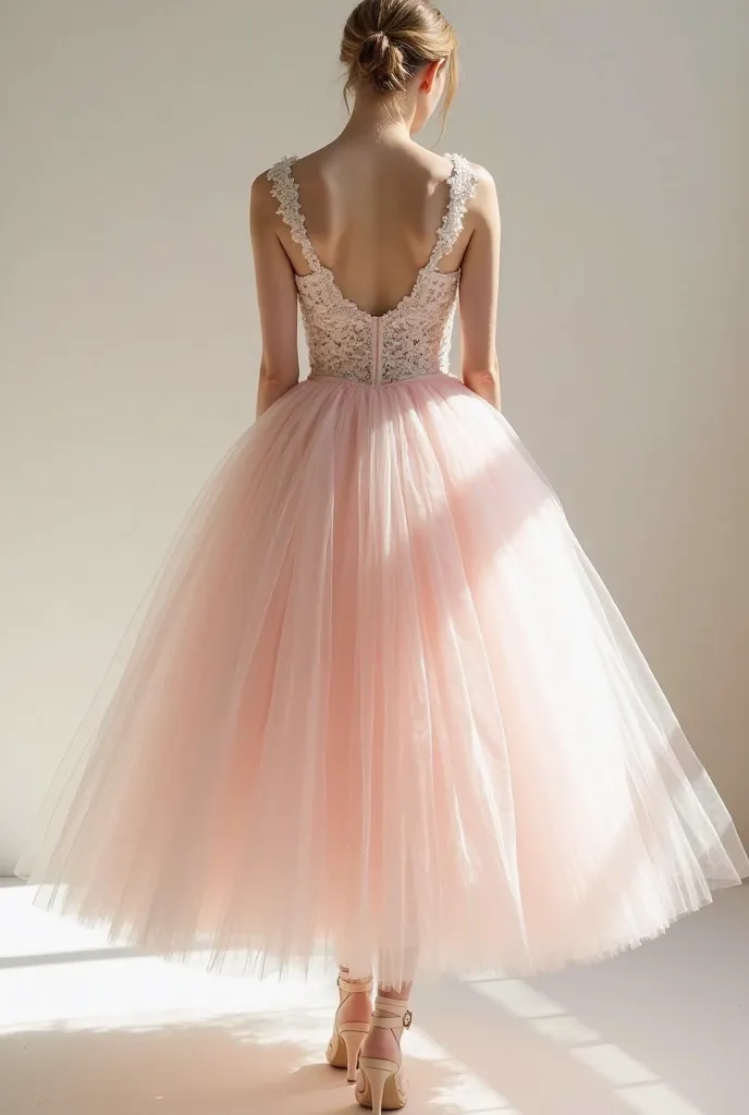 Plus a romantic tutu design. Light pink with white color and V-cut