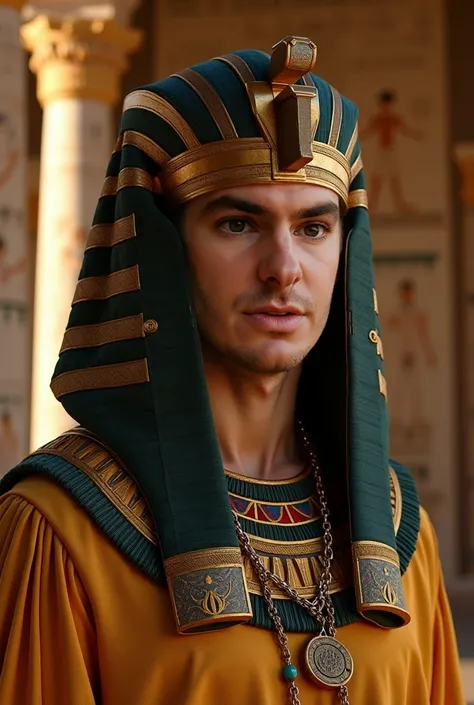 Generate 4 images of Andrew Garfield as an Egyptian