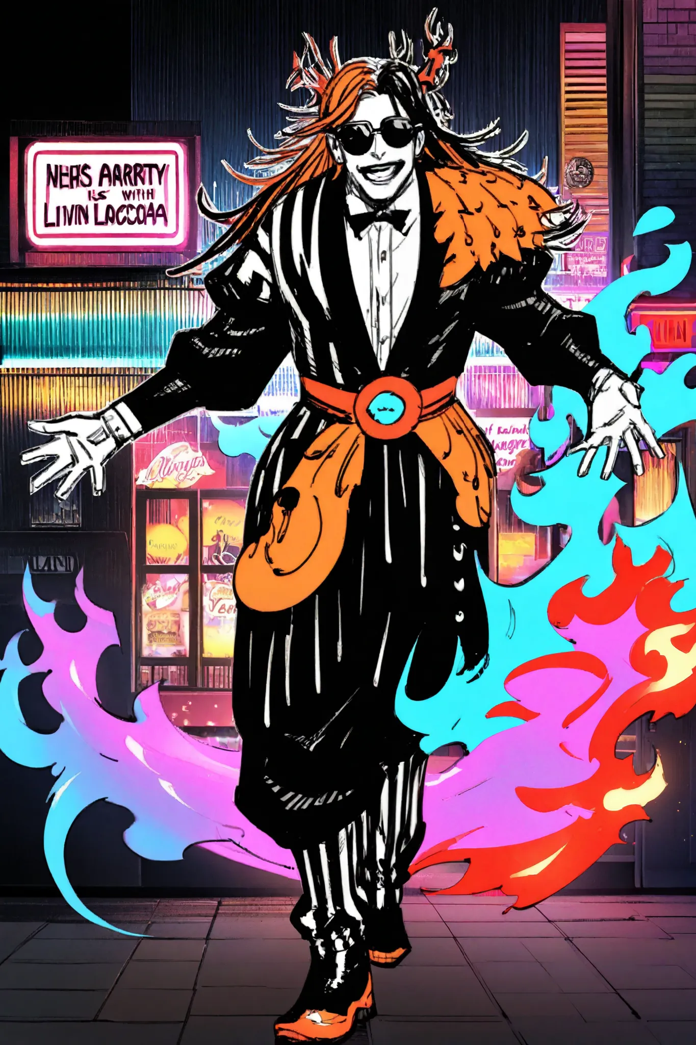 appearance:
" Livin' la Vida Loca " he is a stylized being with an extravagant costume and sunglasses in the form of flames. His hair seems to move as if he were at a constant party, and his body shines with neon lights that change color according to his m...