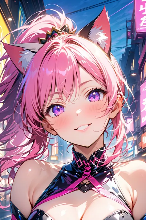 (masterpiece, best quality, ultra-detailed), (Vivid, dynamic lighting with a cinematic vibe and a touch of dreamy nostalgia),  
(Momozaki Rin, Rin Momozaki: high ponytail with loose strands framing the face, soft waves for volume),  
(facial features: larg...