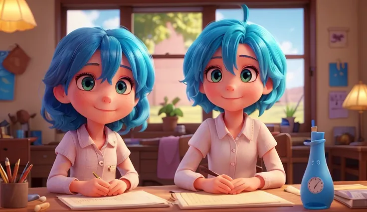  A courageous and curious girl , with bright blue hair and an optimistic personality. She has the ability to manipulate light.