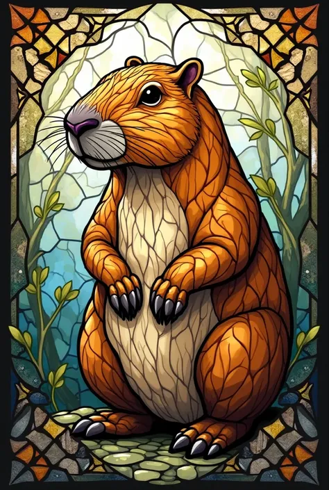 Stained glass of a capybara