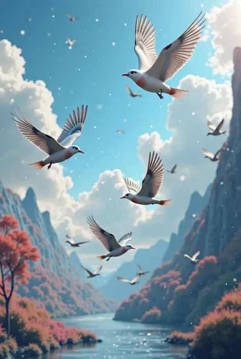 Birds 3d with background video genrat 