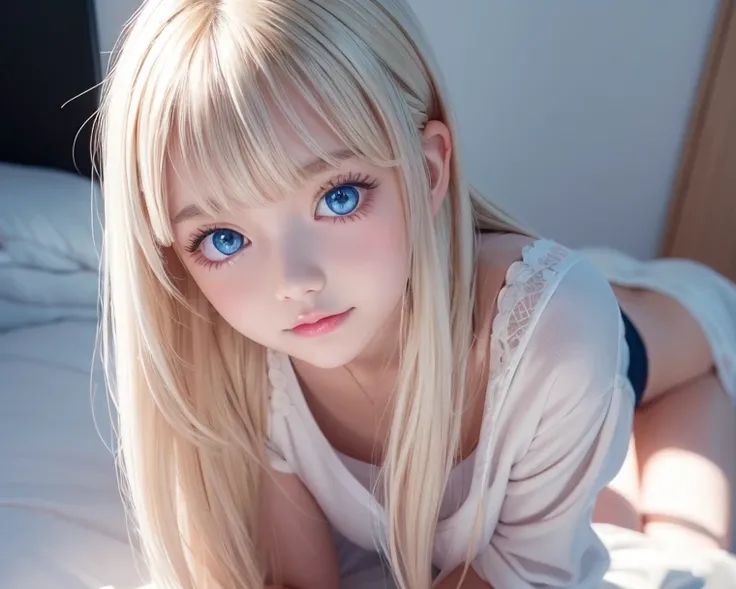  bust shot、The most beautiful girls of Nordic、beautiful glossy silky skin that shines white like snow and has moisture、  Extraordinary Beautiful Girl 、 adorable cute beautiful face 、（ bright expression ）、beautiful eyes with shiny blond hair between eyes、be...