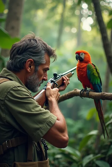 Hunter shoot the parrot 