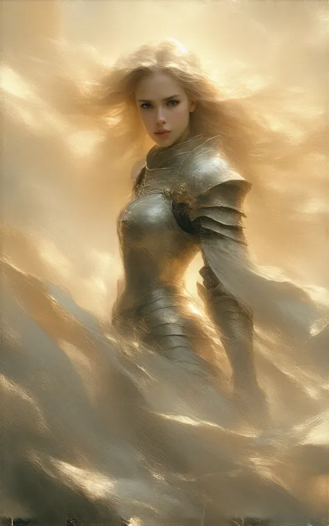 Dungeons and Dragons, female Paladin, beautiful face, very long blonde hair, fantasy background, sexy, seductive, high detail, masterpiece.