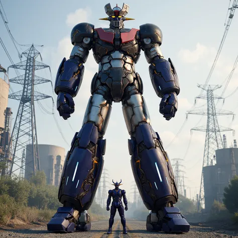 The modified Mazinger Z is the goddess of metal and the Android mecha Aphrodite has metal hair,  stands 100 meters high ahead .   is built with modern materials such as steel ,   Carbon Fiber  ,   Other industrial elements are also visible  ,  Just like th...