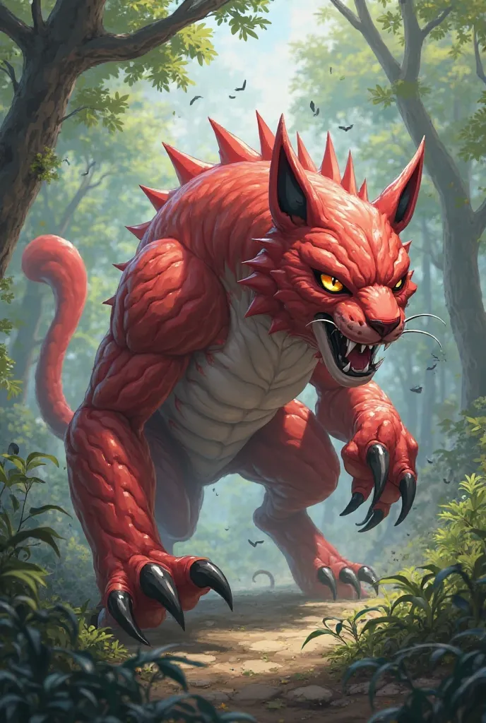 Red Pokemon with the characteristics of a panther and ant