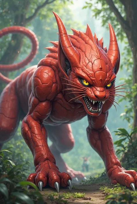 Red Pokemon with the characteristics of a panther and ant