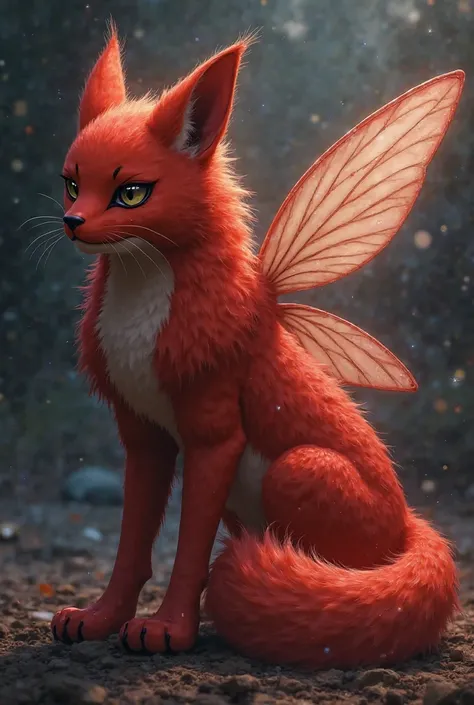 Red Pokemon with the characteristics of a lynx and mosquito 