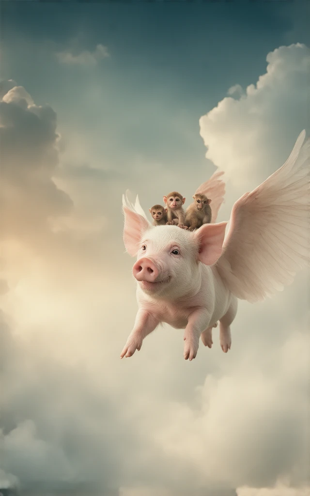 Flying Pig、Hullaby、Pigs that are good friends with monkeys、gradation、 real 