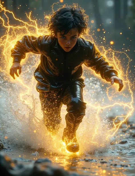 score_9, score_8_arriba, score_7_arriba, , score_chico running sobre el agua_skating on water, golden electricity, good heavens, WATER WAVES, running, in water, A boy_ young black-haired boy_ boy full of electrical energy, running sobre el agua, I...