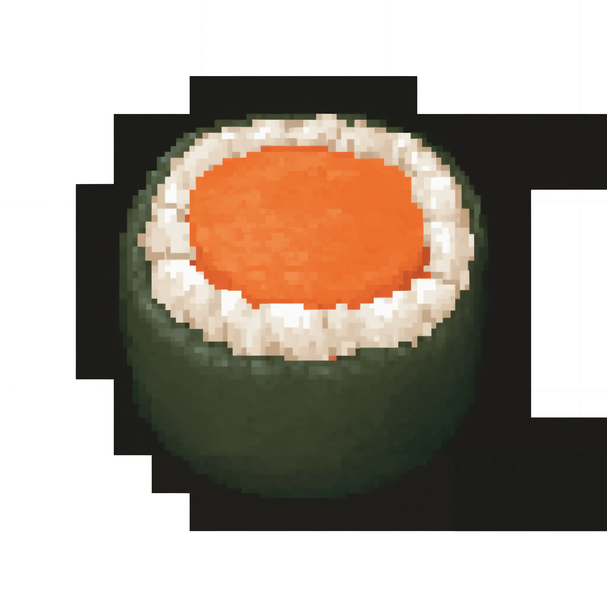 pixel, simple background, white background, 1 object, sushi, topdown view