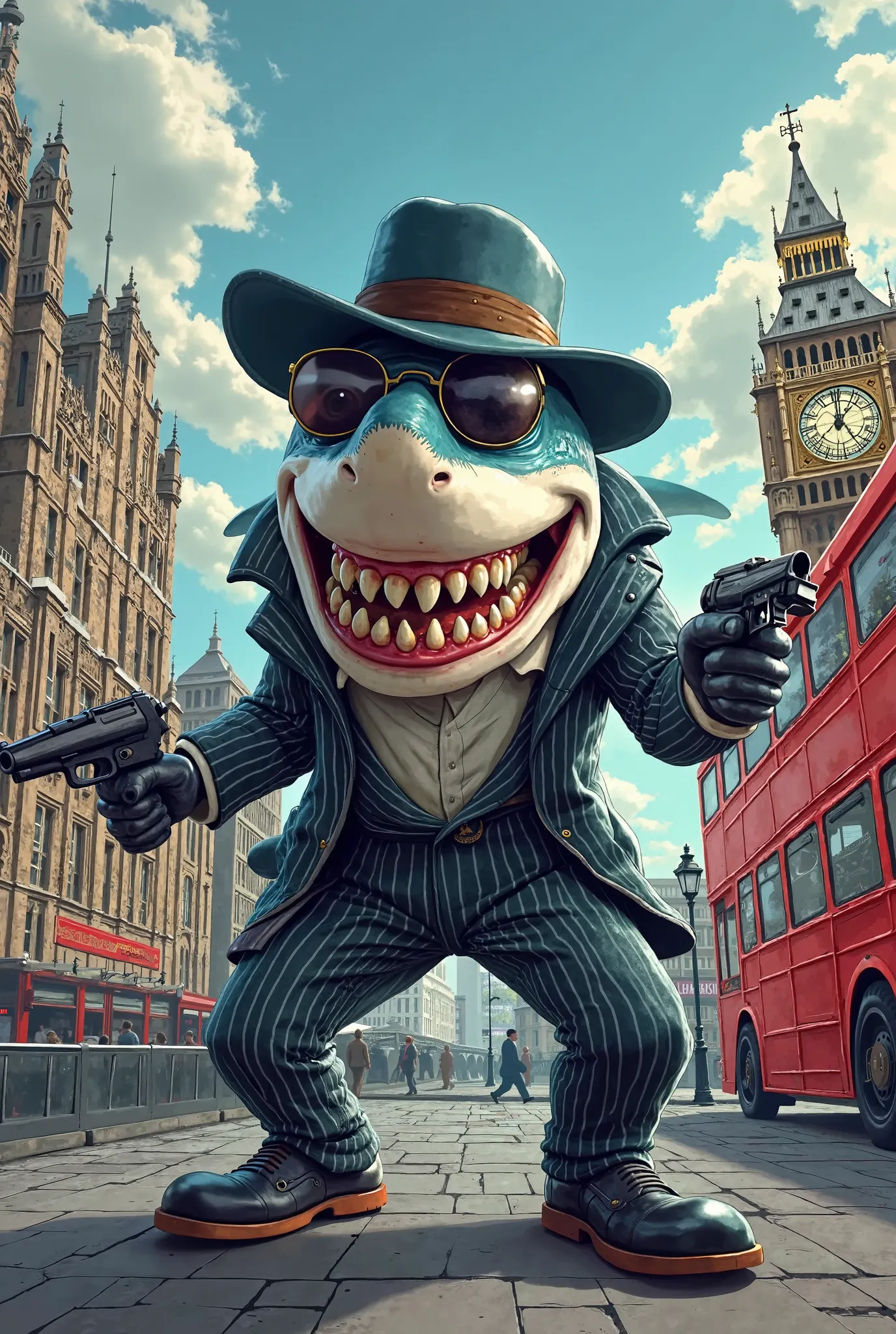 cartoony gangsta shark in london