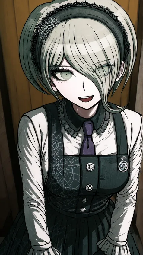  tojo kirumi,danganronpa
High quality ,  best quality , masterpiece,  High Resolution , detailed face( LoRA: kirumi),anatomically correct, detailed hair Style( LoRA: kirumi),anime Coloring
solo, 1 girl 
, grey hair, hair over one eyes, short hair, green ey...