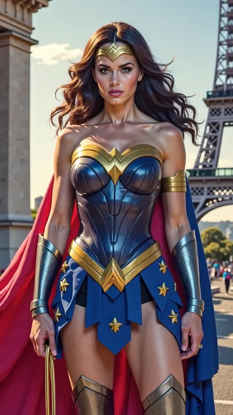  Wonder Woman with her distinctive but blue armor 