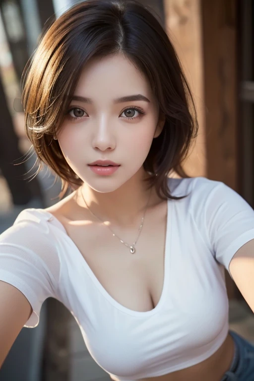   best quality,    ultra-fine , ( Realistic: 1.4), 8k resolution,   1 girl, (Random Hair: 1.3), (Realistic hair: 1.2), (Georgia Girl   : 1.2), ( REAL EYES  : 1.2), (Beautiful Face: 1.3),  Slender body , White and glowing skin,  Big Breasts, Neckline, (Mid ...