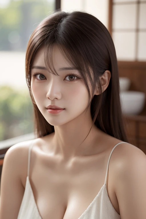  masterpiece,TOP QUALITY, The face of a beautiful Japanese woman in her late 20s, cleft breast,realistic skin texture, upper body