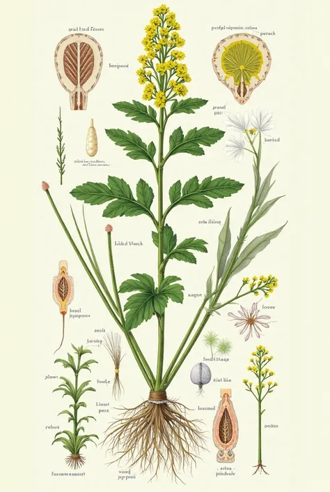 Mustard plant anatomy labelled diagram 