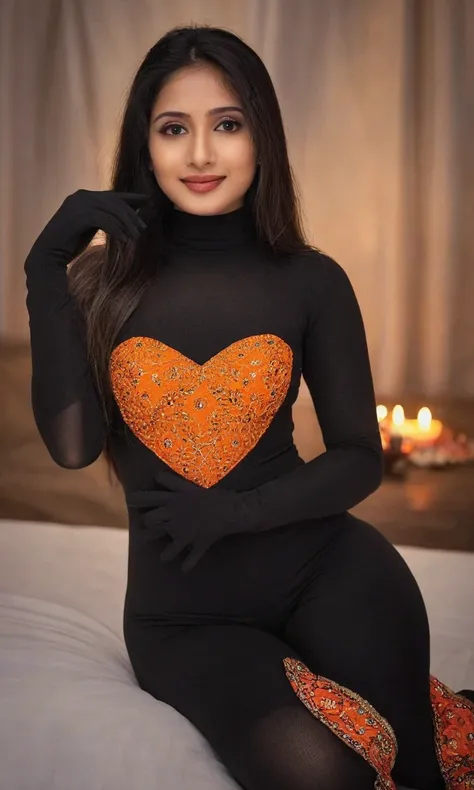 Assamese most beautiful 30 years old hindu married cute faced slim royal bride wearing very tight high necked fully skin body fitted free sized not wrinkled black color one piece cotton zentai catsuit with attached black color cotton gloves & cotton socks ...