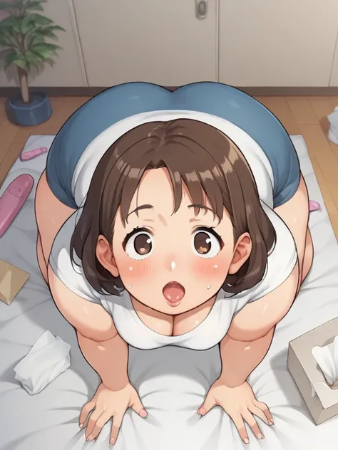  score_9,  score_8_up,  score_7_up, woman, (((Anime))),   source_Anime, nsfw，  uncensored，TOP QUALITY，とても可愛い日本人woman，Very short， body type，Short legs， big pretty eyes ，中年woman，age 34， chubby mature，Middle-aged obesity， plump round face ，overweight,   short...