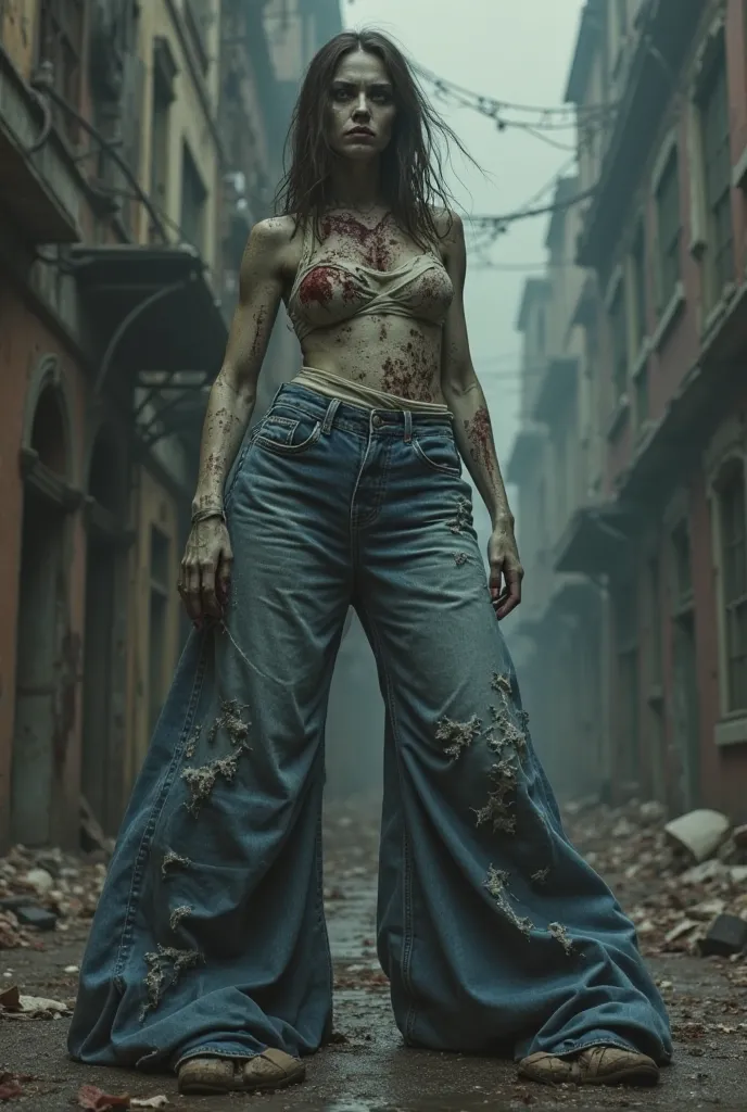 Zombie woman with Mega-Flare jeans