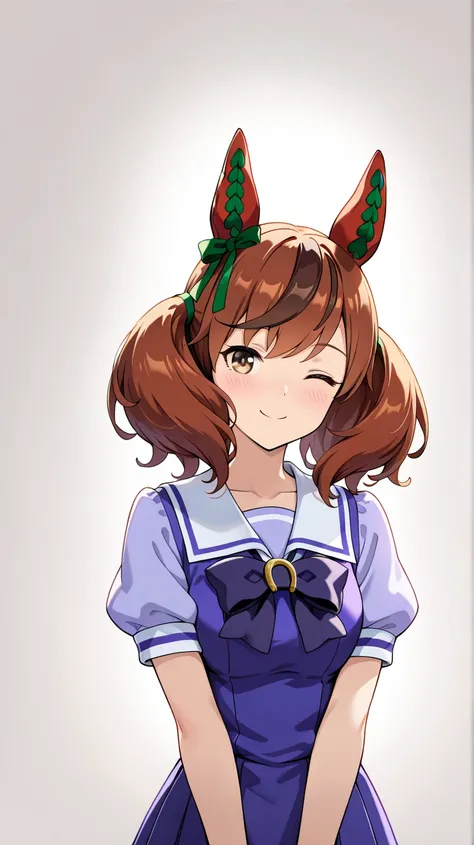 high resolution, masterpiece, accurate, anatomically correct, 最high quality,  high detail, high quality, very detailed, textured skin, ((Uma Musume)),(( source_Uma Musume)),(( nice nature)), wink,one girl,from the front, sailor suit