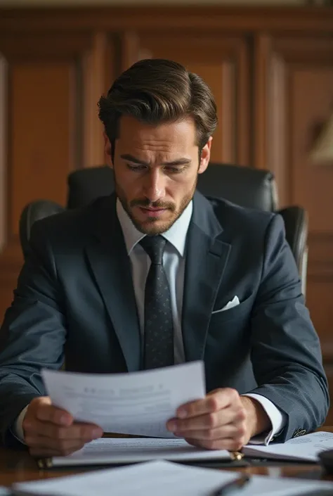 A small YouTube video showing a man in a suit reading with his desk behind his desk and his head up looking at the camera