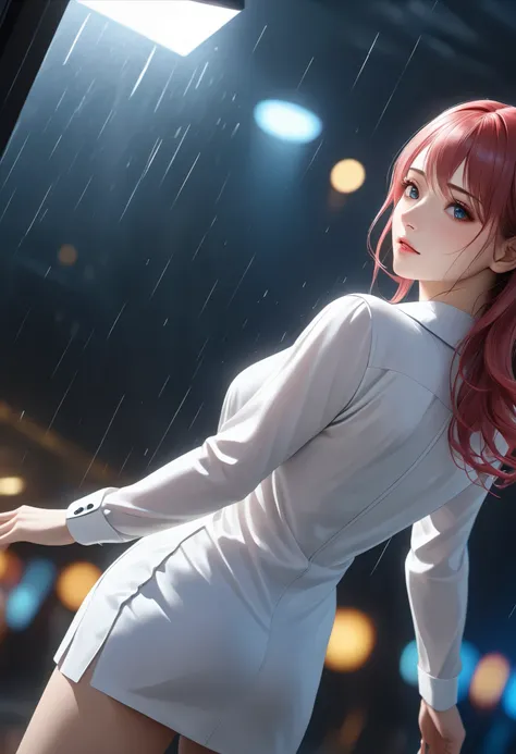 very detailed, high quality, 8k octane, super detailed, JPEG compression distortion, An adult woman starting to run, Alone, Hand raised above head, returning home from work chased by a person,
suit skirt, run, wet blouse, 必死にrun魅力的な女性, Complex and deta...