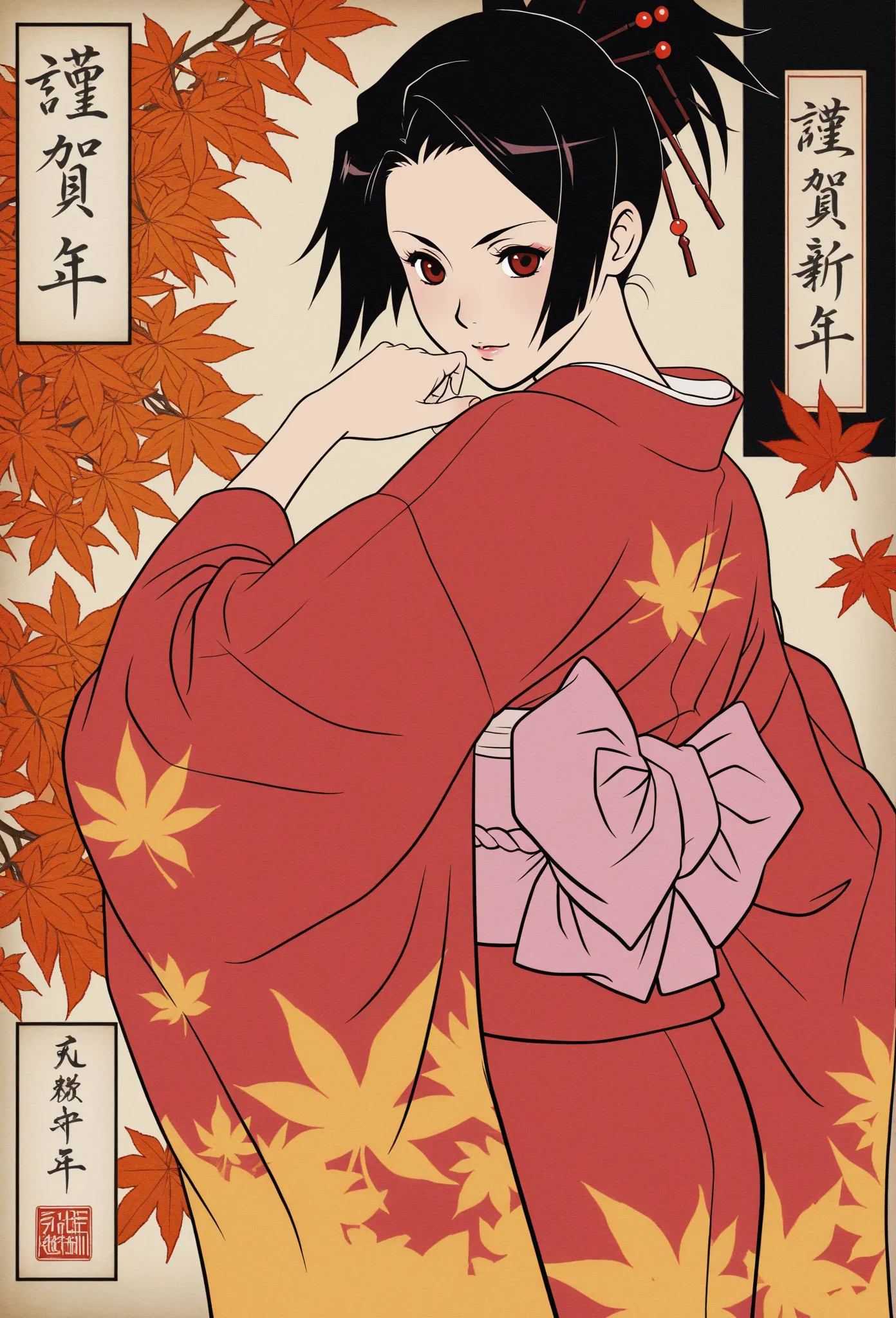 mugen \(samurai champloo\), Red of Autumn Leaves, Ukiyo-e,