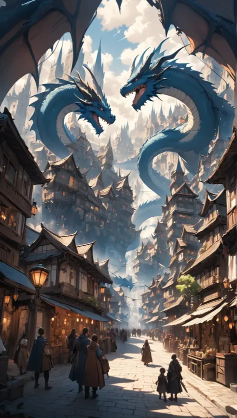 Fantasy World,A city protected by giant dragons