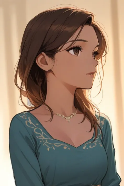 Draw an arabic 21 year old girl. With brown hair and brown eyes. She's extremely beautiful 